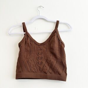 Anthropologie Brown Crochet Knit Textured Bralette Sz S/M